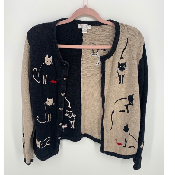 Christopher & Banks Sweaters - Christopher & Banks Cat Button Cardigan Sweater Ramie Cotton Size Medium